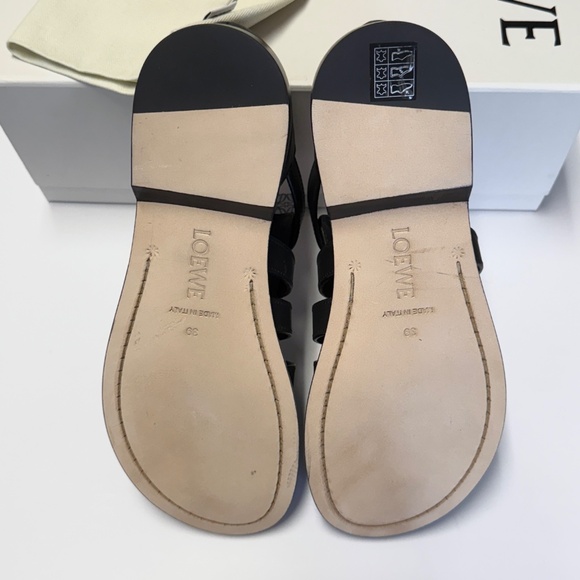 LOEWE Campo Fisherman Sandals in Black Calfskin Leather Size 39 - Picture 14 of 14